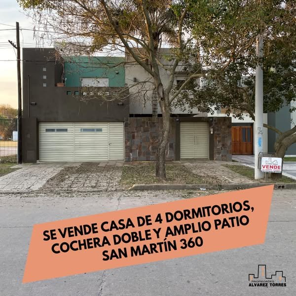 Se Vende Casa de 4 Dormitorios, Cochera Doble y Amplio Patio